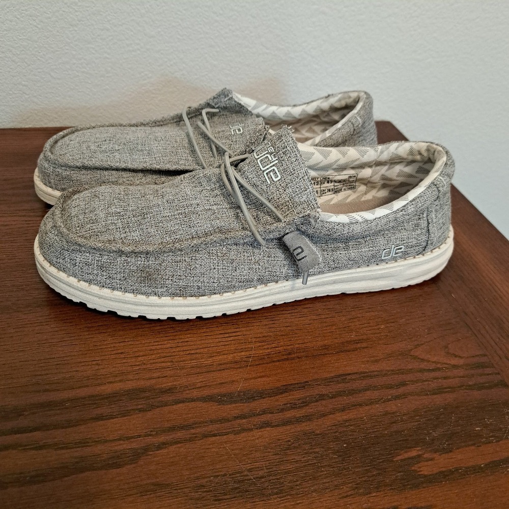 Hey Dude Wally Linen Iron Grey Men's Slip On Loafers Size 12 110793901
